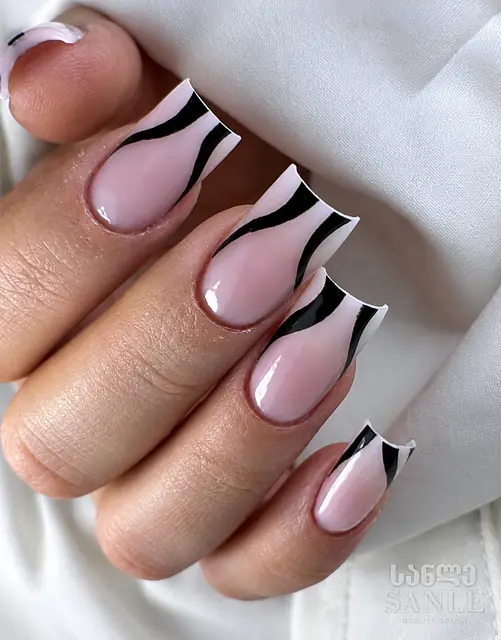 Gel polish manicure with nail art — work by SANLE