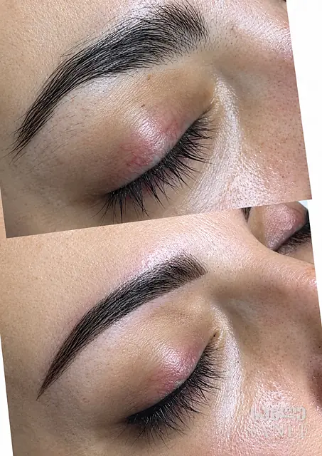 Permanent brows — before and after, work by SANLE