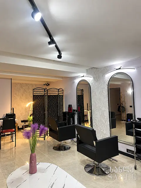 The SANLE salon floor — our hair stylist's station